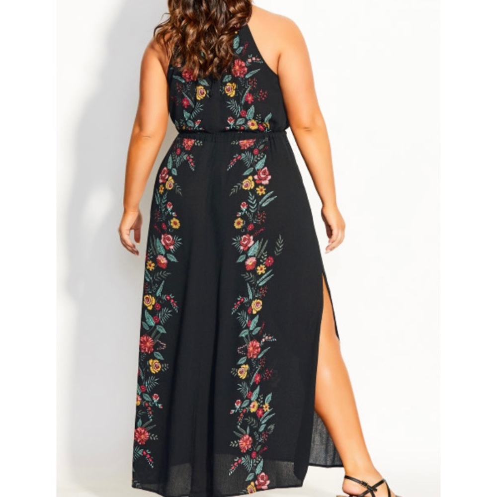 City Chic Black Maxi Dress with Multicolor Floral Embroidery - Picture 2 of 15